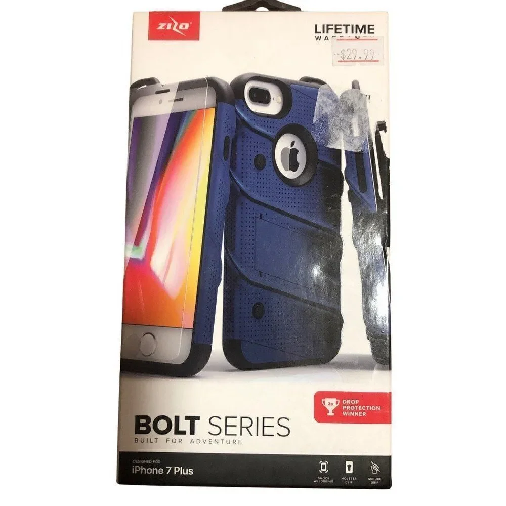 ZIZO Bolt Series IPhine 7 Plus Phone Case Tempered Glass Blue
